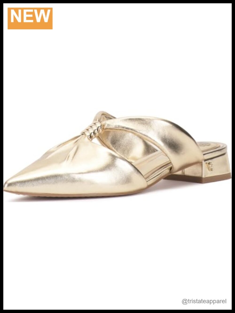 Leather Pointed Toe Slip-On Mules with Block Heel